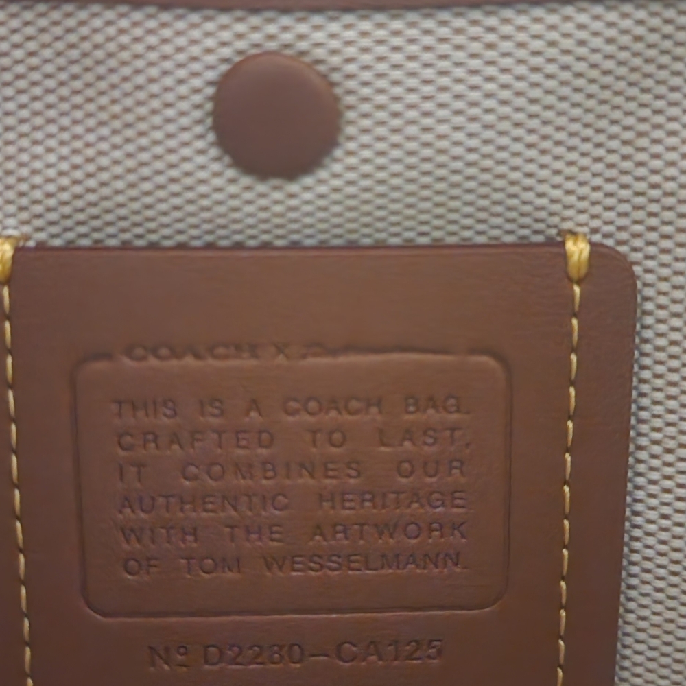 Tom WesselmanCoach Tan Satchel with Red Sequin Lip Design - Picture 8 of 9